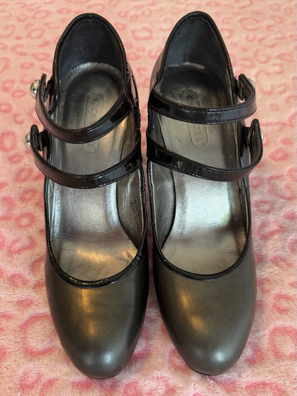 Coach Vintage Black Double-Strap Mary Jane Heels Women’s Size: 7B